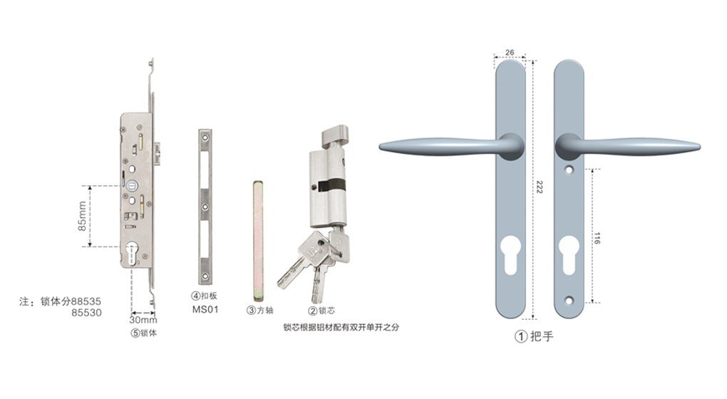 門窗五金，祥盛，鋁合金平開下懸，塑鋼平開內(nèi)倒，幕墻配件，月牙鎖，鉸鏈，合頁，二點(diǎn)鎖，執(zhí)手，傳動(dòng)器，門鎖，門鎖把手，鎖芯，鋁合金門窗多點(diǎn)鎖